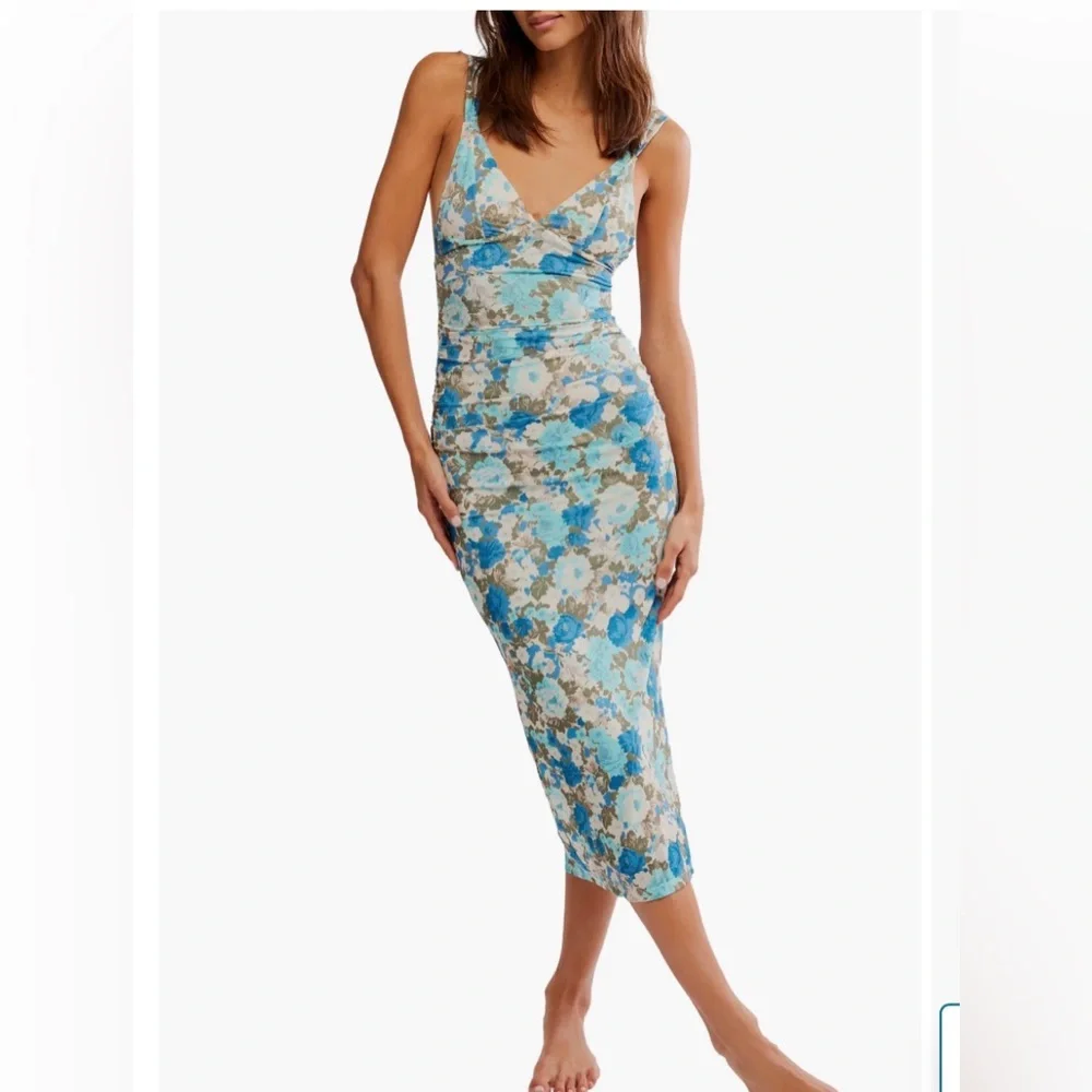 Free People Long Live Printed Mesh Slip Dress sz M NWT - Picture 3 of 6